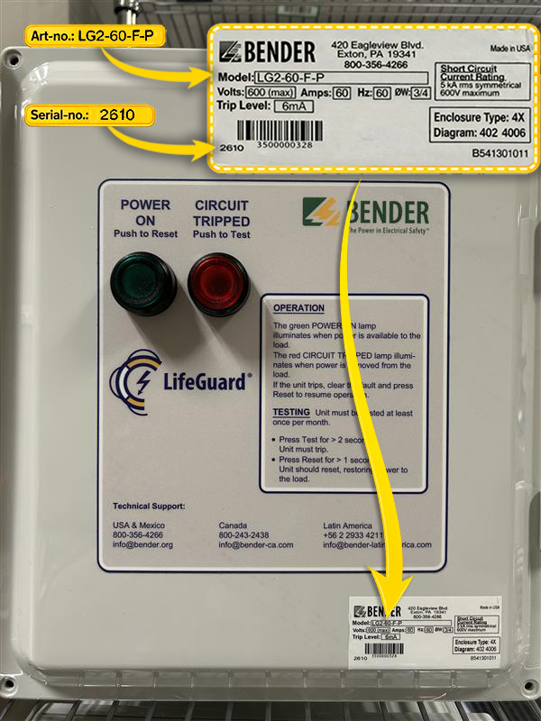 Lifeguard art-no and serial no locations